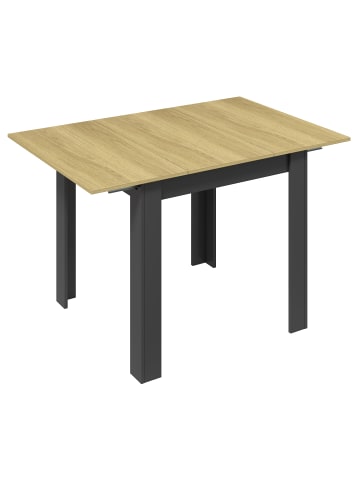 VCM  Esstisch Küchentisch Pesoli ausziehbar 80-120 cm in Anthrazit / Honig-Eiche