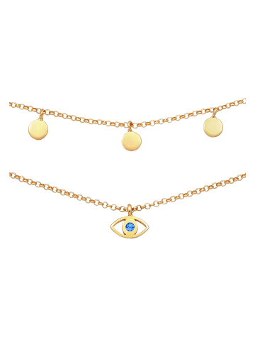 Elli Halskette 925 Sterling Silber Evil Eye, Geo in Gold