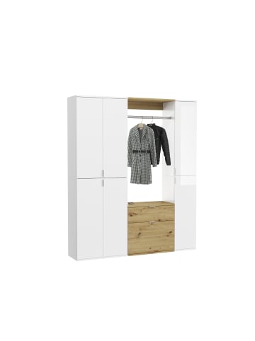 xonox.home Garderoben-Set  (B/H/T: 152x193x34 cm) in weiß / Artisan Eiche Nachbildung