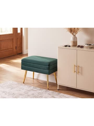 Hocker ODESSA in Grün/Gold - (W) 49 x (H) 43 x (L) 34 cm