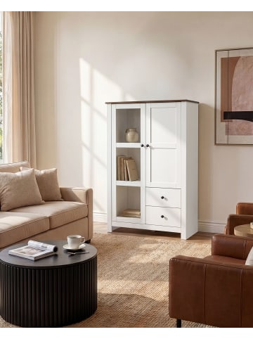 Beliani Vitrine PIMBA in Weiß/Braun - (W) 80 x (H) 125 x (L) 40 cm