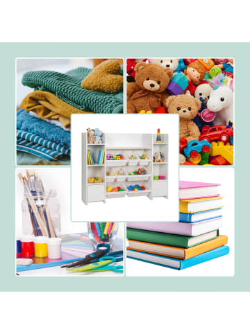 relaxdays Kinderregal in Weiß - (B)139 x (H)94 x (T)30 cm