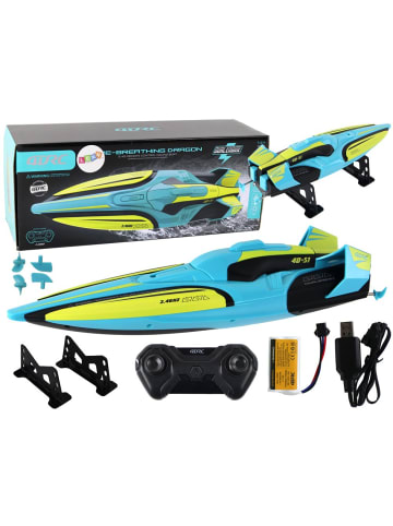 LEAN TOYS RC Wasserboot 2.4G Gelb-Türkis wasserdichte Fernbedienung
