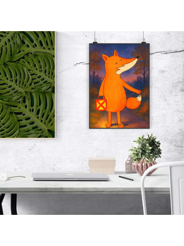 Mr. & Mrs. Panda Poster Fuchs Laterne Design ohne Spruch in Weiß