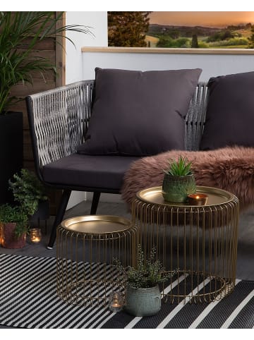 Beliani Outdoorteppich HALDIA in Schwarz/Weiß - (W) 90 x (H) 0.5 x (L) 180 cm