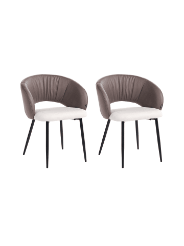 Beliani 2er-Set Esszimmerstuhl WALLA in Beige/Braun/Schwarz