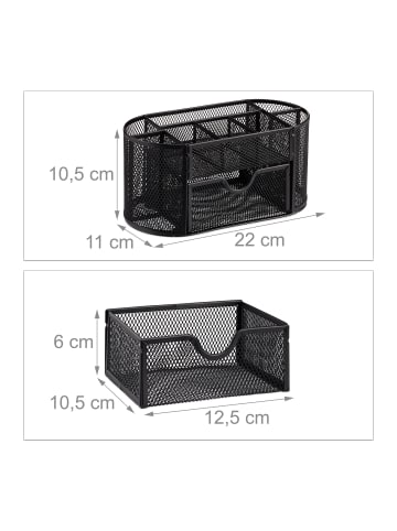Schreibtischorganizer in Schwarz - (B)22 x (H)10,5 x (T)11 cm