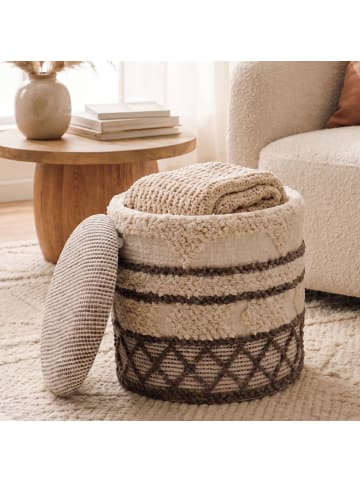 FineBuy Hocker und Sitzsäcke in Beige / Stoff / 40x40x45