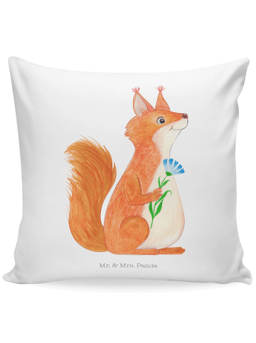 Mr. & Mrs. Panda Kissen 40x40 Eichhörnchen Blume ohne Spruch in Weiß