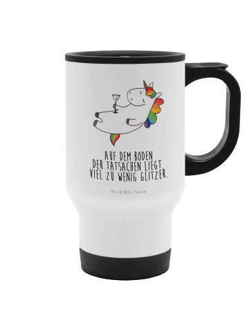 Mr. & Mrs. Panda Kaffeebecher Einhorn Blümchentail mit Spruch in Weiß