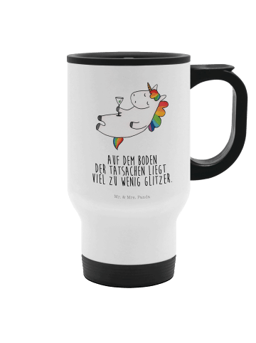 Mr. & Mrs. Panda Thermobecher Einhorn Cocktail mit Spruch in Weiß