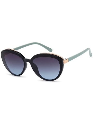 styleBREAKER Ovale Sonnenbrille in Schwarz-Hellblau / Grau Verlauf