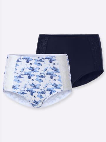 Sieh an! Taillenslip in weiß-marine-bedruckt + marine