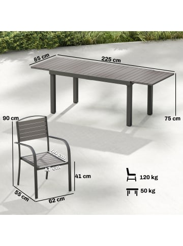 Outsunny Outdoor Essgruppe,225L x 85B x 75H cm,Grau