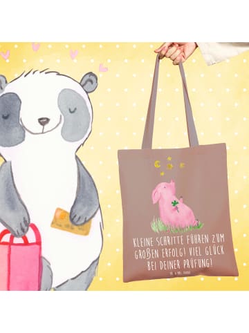 Mr. & Mrs. Panda Tote Bag Prüfungen bestehen mit Spruch in Braun Pastell