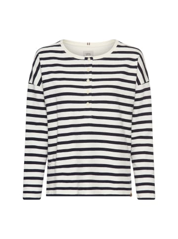 Camel Active Langarmshirt mit Knopfverschluss in Blau gestreift