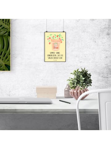 Mr. & Mrs. Panda Poster Sommerfreude mit Spruch in Gelb Pastell