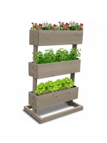 Coemo Kleines Vertikalbeet Hochbeet 3 Etagen inkl. Pflanzfolie in Grau