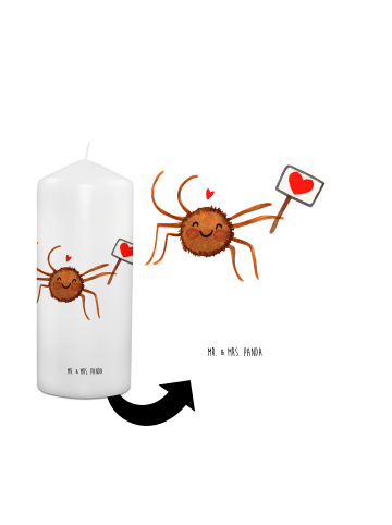 Mr. & Mrs. Panda Wachskerze Spinne Agathe Motivation ohne Spruch in Weiß