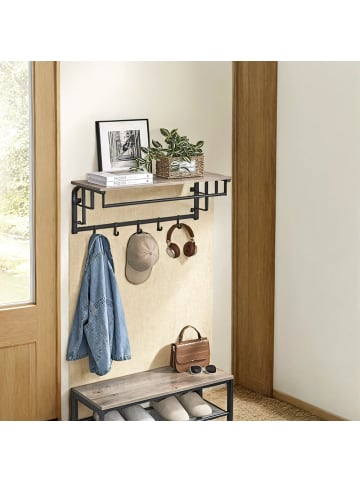 VASAGLE Wandgarderobe Barnet-old in Greige-Schwarz - (B)80 x (H)27 x (T)30 cm