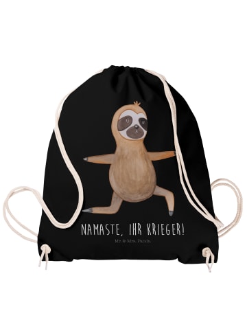 Mr. & Mrs. Panda Tragetasche Faultier Yoga mit Spruch in Schwarz