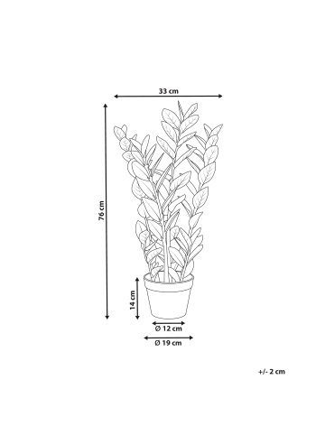 Beliani Kunstpflanze ZAMIIFOLIA in Grün/Schwarz - (W) 33 x (H) 76 x (L) 33 cm