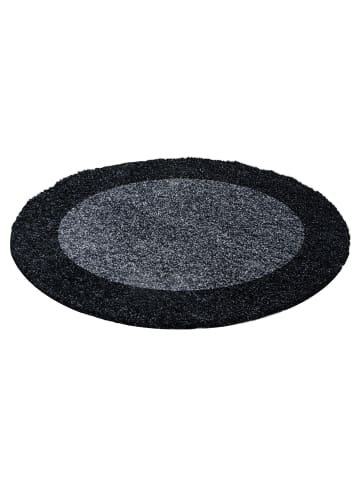 KADIMA DESIGN Teppich Hochflor Shaggy Waschbar Bordüre RHEIN Strapazierfähig in Anthrazit
