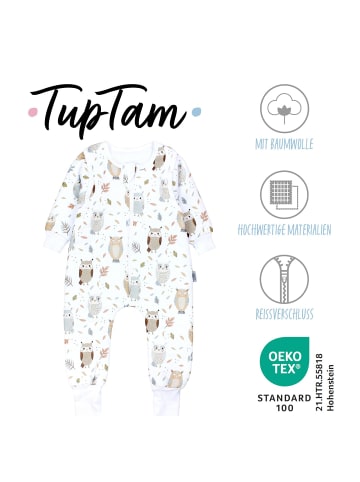 TupTam Baby Schlafsack mit Beinen und Ärmel ganzjährig in weiß/beige