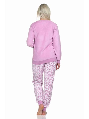 NORMANN langarm Schlafanzug Pyjama Bündchen Coralfleece Animal Look - 76742 in pink