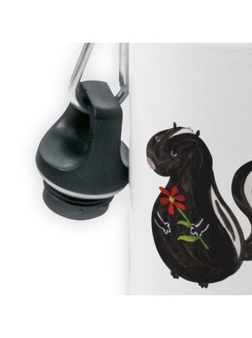 Mr. & Mrs. Panda Trinkflasche Stinktier Blume ohne Spruch in Weiß
