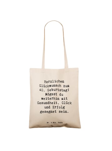 Mr. & Mrs. Panda Schultasche Spruch 40. Geburtstag mit Spruch in Creme
