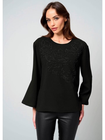 Alba Moda Bluse mit Perlenmotiv in schwarz