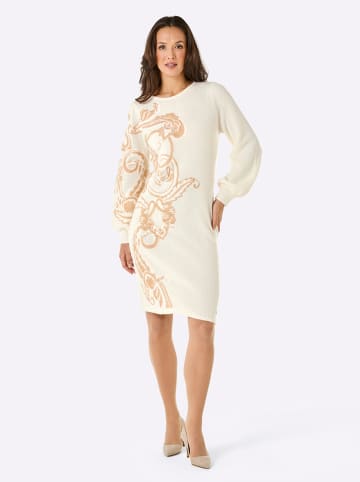 creation L Strickkleid in ecru-camel