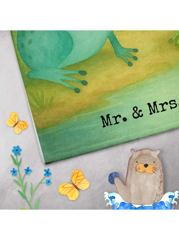 Mr. & Mrs. Panda Handtuch Frosch Liebe Design mit Spruch in Weiß