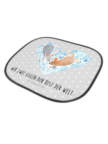 Mr. & Mrs. Panda autofenster sonnenschutz Mäuse Herz mit Spruch in Grau Pastell