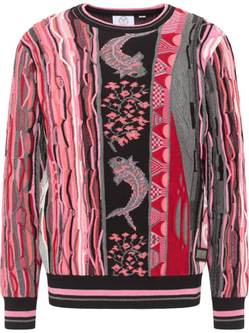 Carlo Colucci Strickpullover Donato in Schwarz / Weiß / Pink