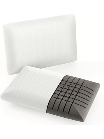 COSTWAY Bambus-Aktivkohle Kopfkissen 2er Set 40x60cm in Weiß