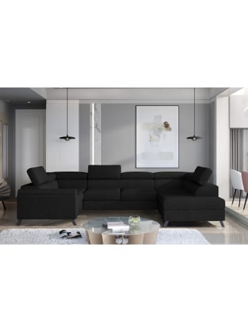 MF Design Esco Recamiere Rechts in Schwarz -  (L) 200 x (B) 336 x (H) 92 cm