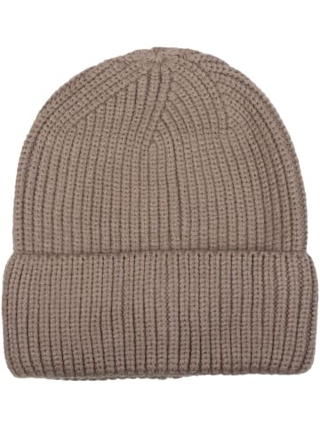 styleBREAKER Feinstrick Beanie Mütze mit Krempe in Taupe