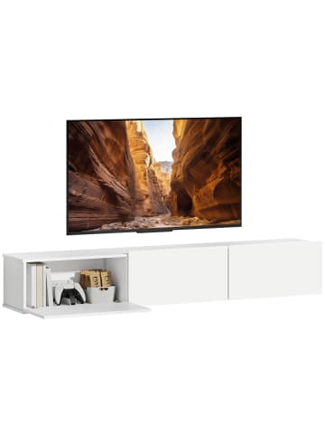 HOMCOM TV Schrank in Weiß 180L x 31,5B x 29,8H cm