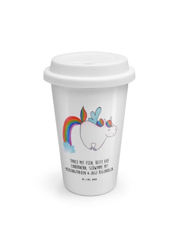 Mr. & Mrs. Panda To Go Becher Einhorn Fliegendes Pferd mit Spruch in Weiß