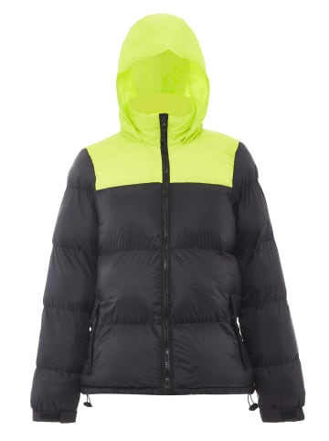 myMo Wattierte Steppjacke in Schwarz Saure Limette