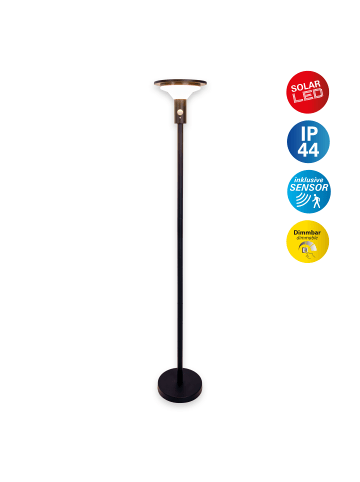 näve LED Solarstehleuchte "NORA" in schwarz - (L)21cm x (B)21cm x (H)139cm