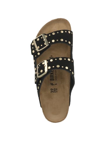 Birkenstock Sandale Arizona Rivet Veloursleder schmal in schwarz