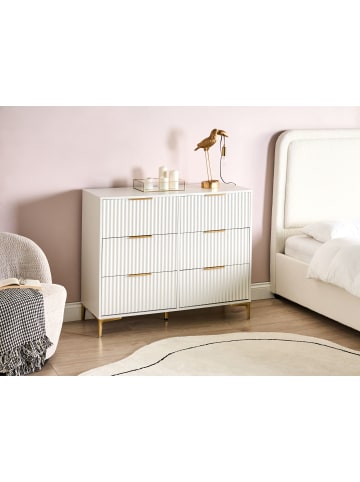 Beliani Kommode WALCOTT in Weiß/Gold - (W) 108 x (H) 89 x (L) 40 cm