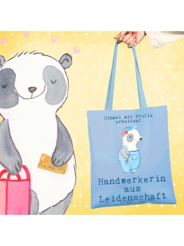 Mr. & Mrs. Panda Strandtasche Handwerkerin Leidenschaft mit Spruch in Sky Blue