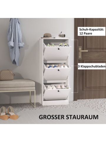 HOMCOM Schuhschrank-47L x 28B x 115H cm-Weiß