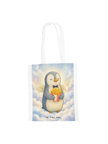 Mr. & Mrs. Panda Tote Bag Pinguin Engel Pommes Design ohne Spruch in Weiß