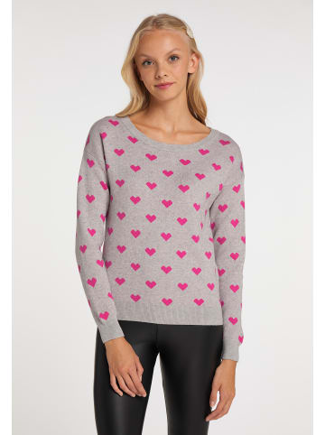 myMo at night Damen Strickpullover in Grau Mehrfarbig