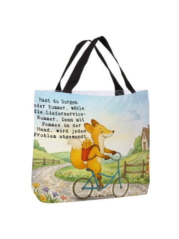 Mr. & Mrs. Panda Reisetasche Fuchs Lieferung Pommes Design mit S... in Weiß